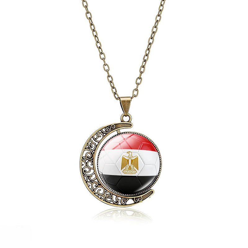 Collana Pendente Luna Placcata in Lega Casual con Ciondolo Rotante Geometrico in Cristallo, Catena a Cavo Unisex