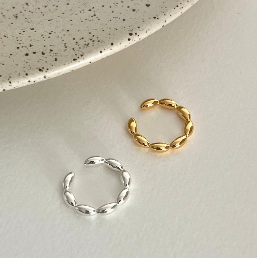 Minimalist Olive-Shaped 925 Sterling Silver Ring for Women Geometric Design