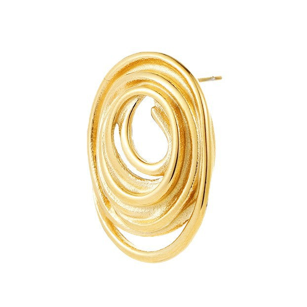 Orecchini da donna minimalisti in acciaio inossidabile con spirale geometrica e finitura placcata