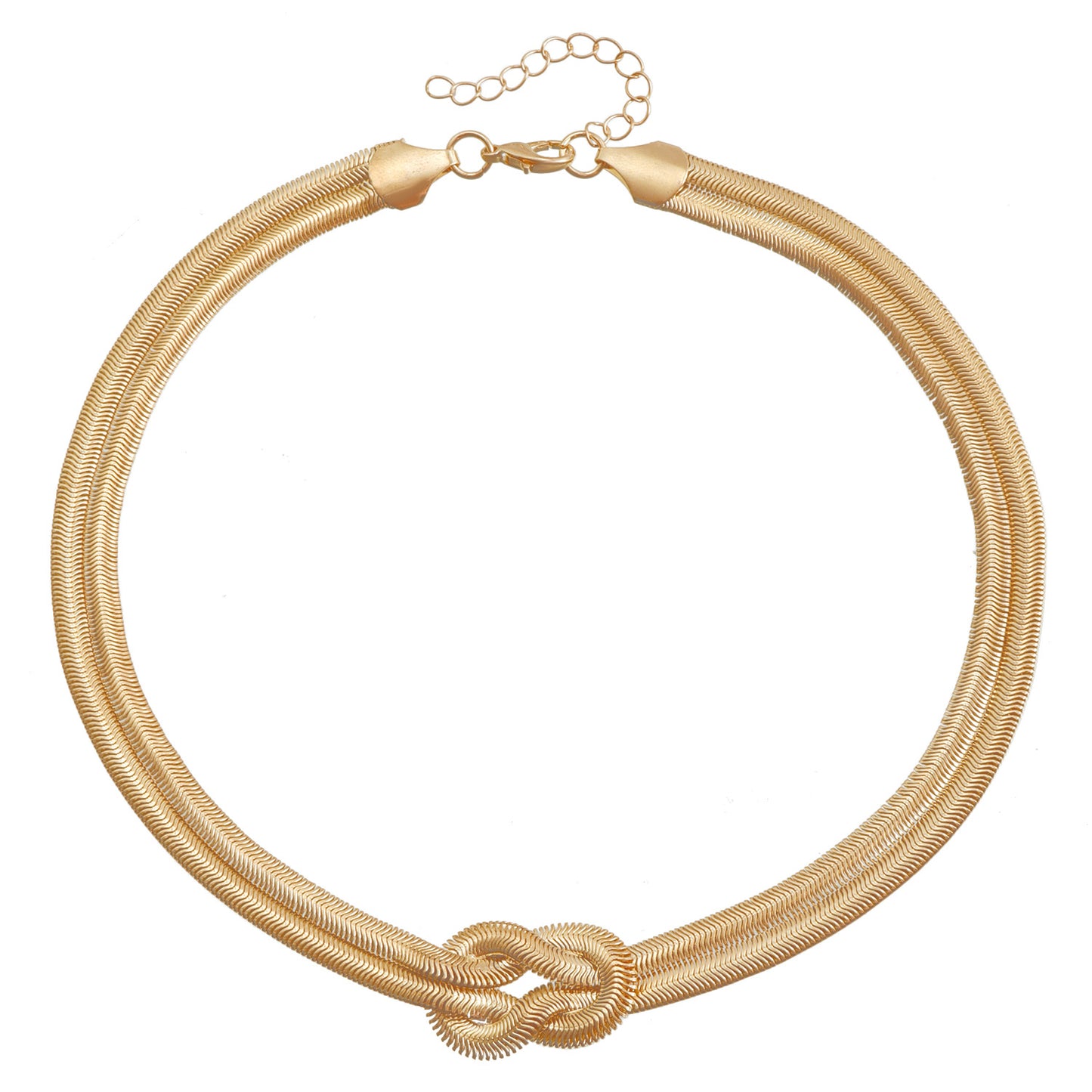Collar de cadena de serpiente de doble capa anudado estilo punk hip hop para mujer con colgante de aleación y acabado chapado