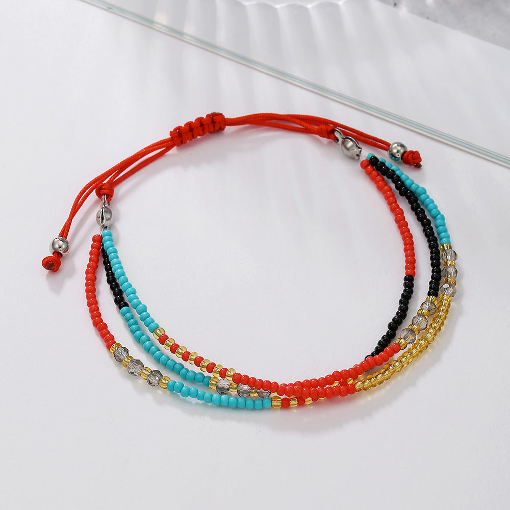 Bohemian Multilayer Beaded Bracelet for Women Handwoven Geometric Style Colorful Fashion Accessory