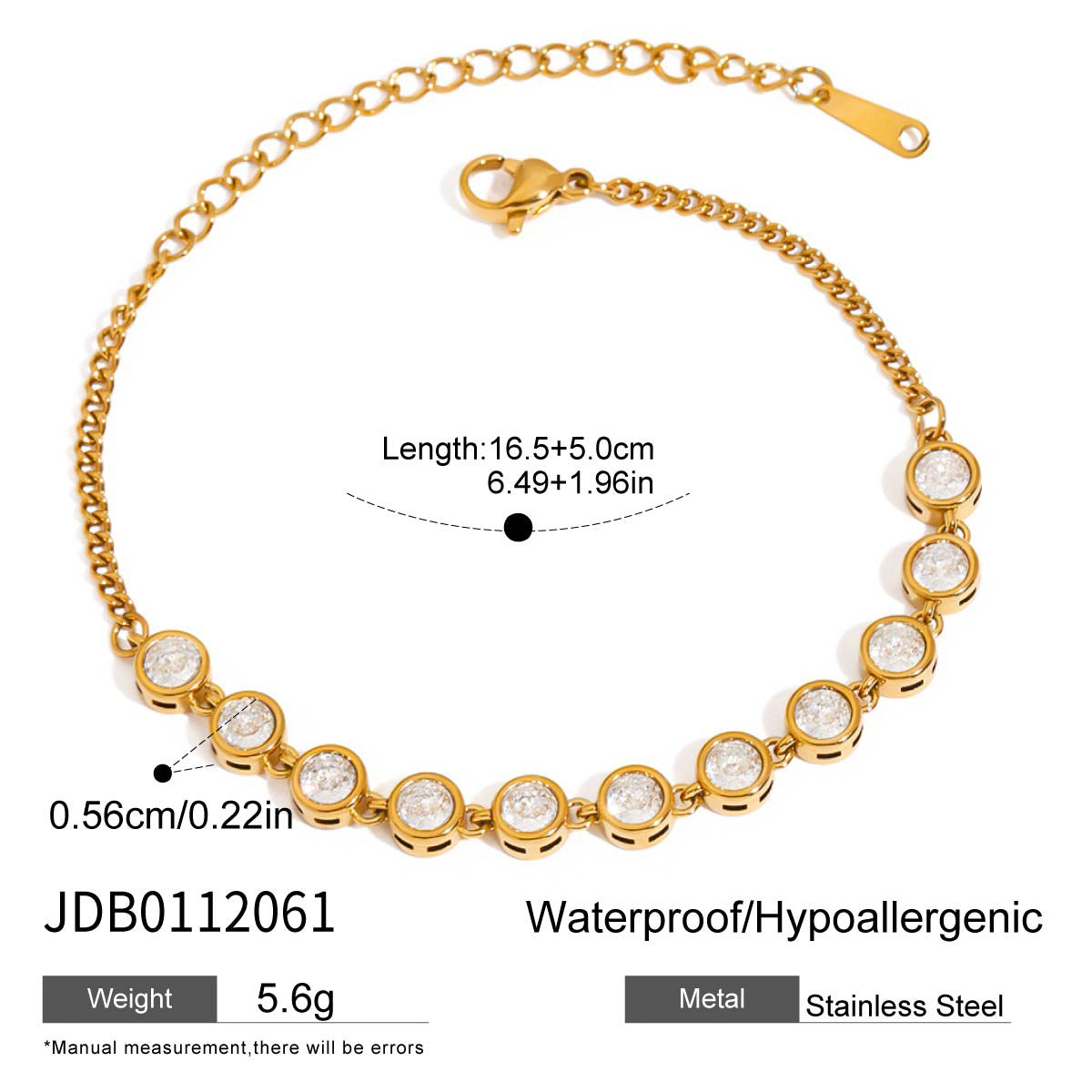 Elegant Cubic Zirconia Inlaid Titanium Steel Pendant Stainless Steel Necklace and Bracelet Set for Women
