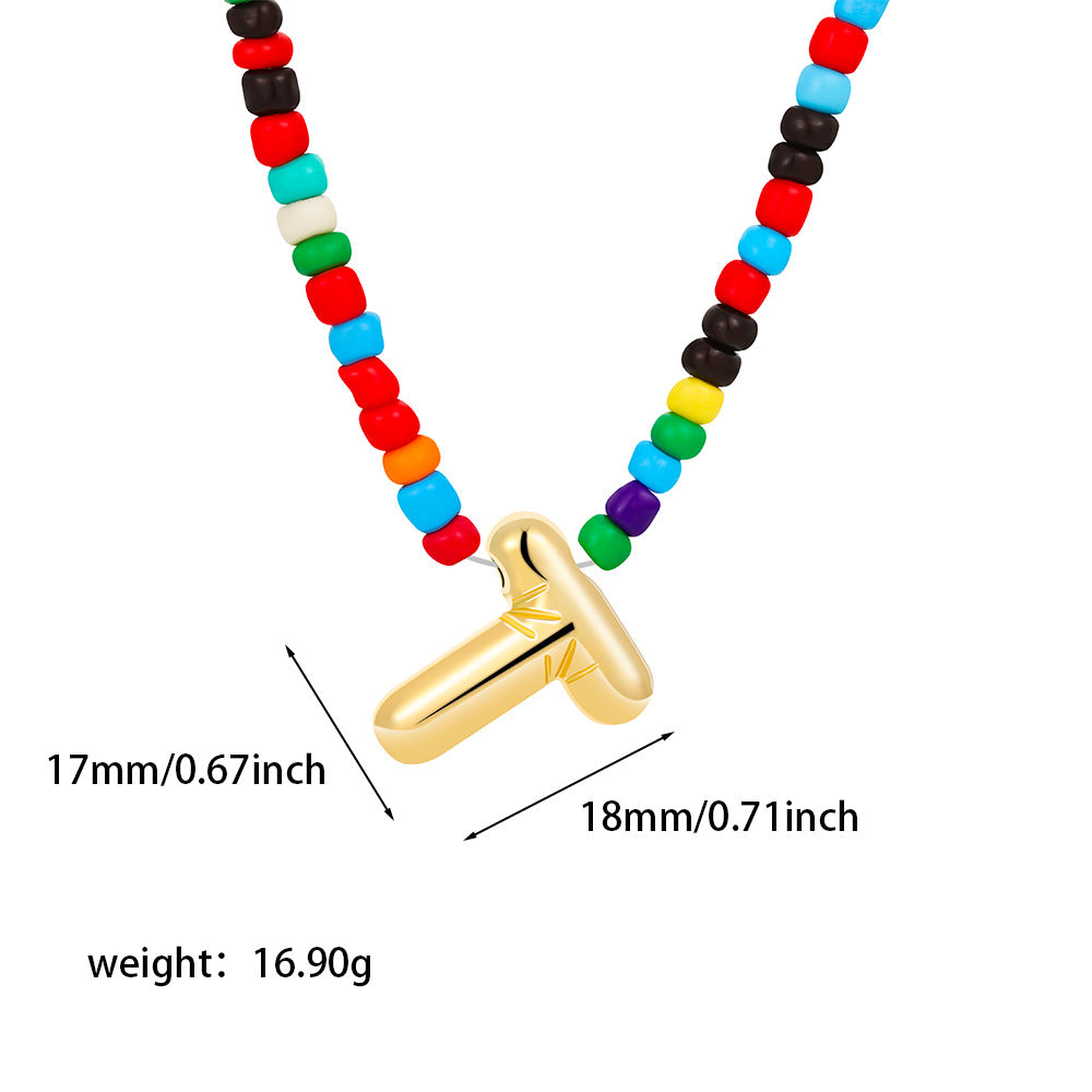 Collana con Lettere Unisex in Acciaio Inossidabile Placcato Oro 18K Casual