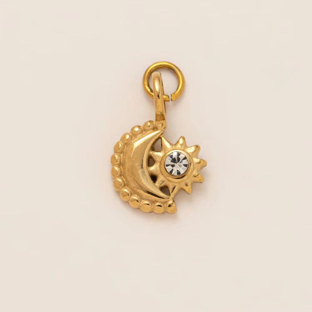 Vintage 18K Gold Plated Stainless Steel Star Pendant Charm Bar for Women