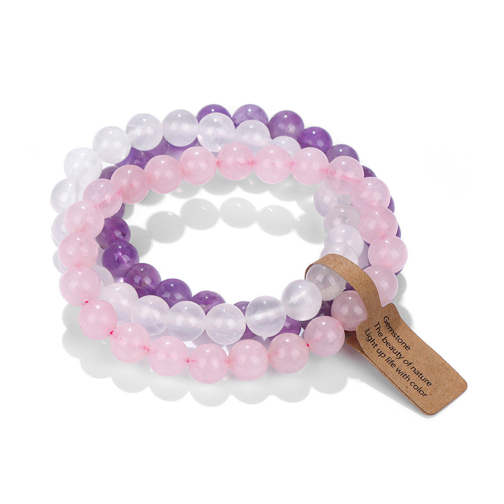 Elegant Geometric Round Agate Beaded Stretch Bracelet Set Unisex