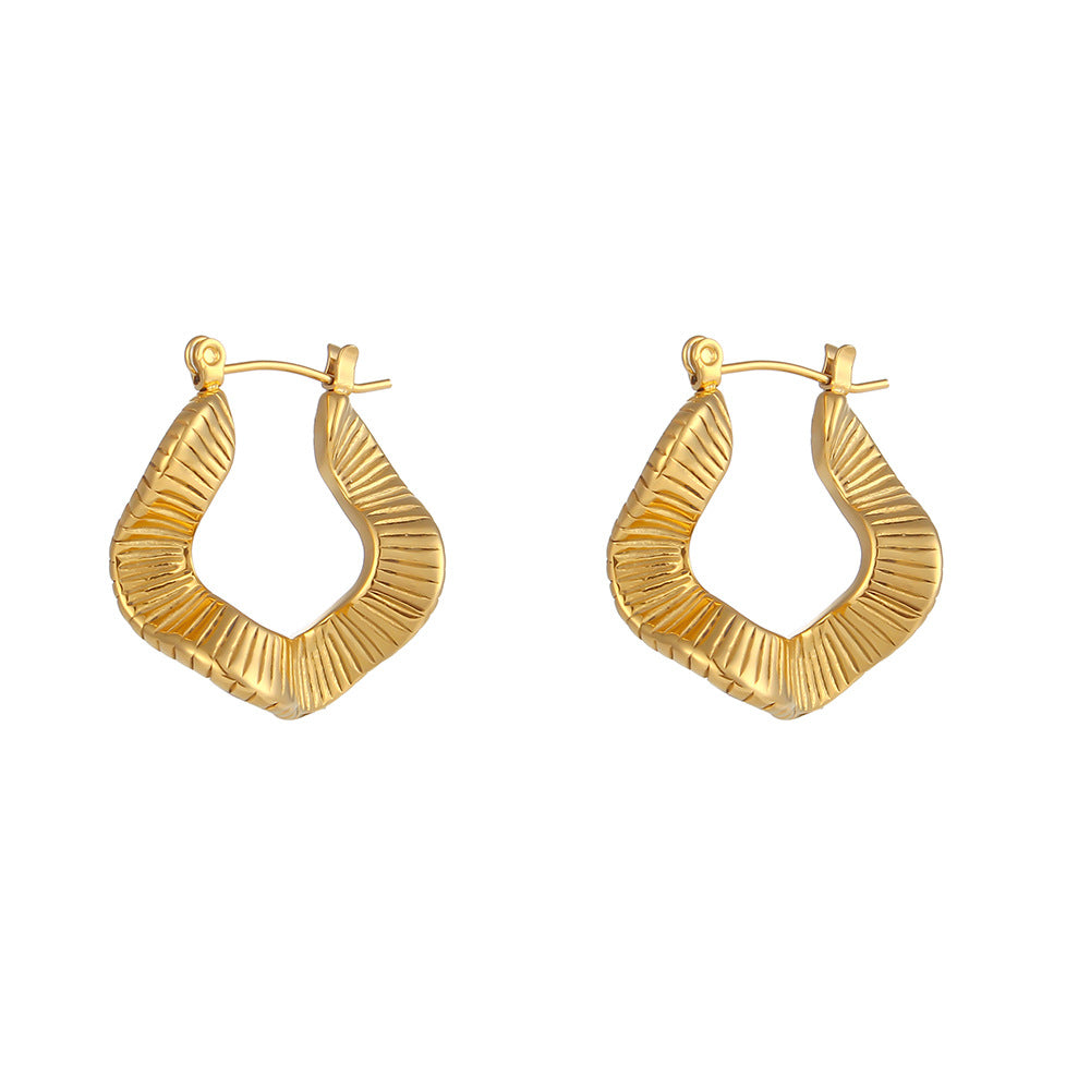 Orecchini da donna in acciaio inossidabile placcati oro 18 carati con forme geometriche irregolari e alla moda