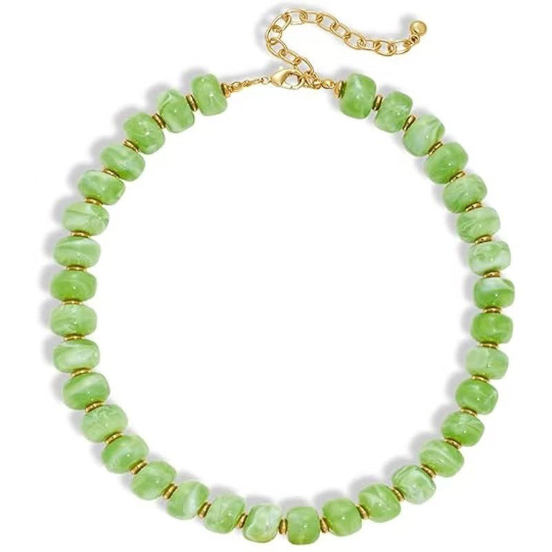 Luxury Heart Resin Pendant Acrylic Bead Necklace for Women