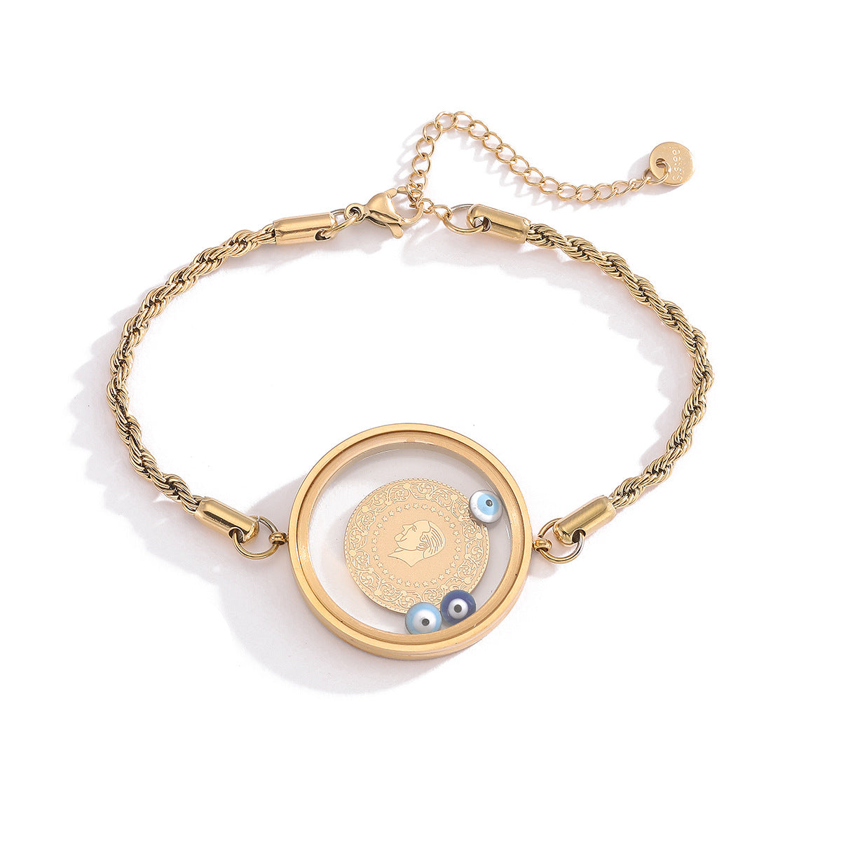 Minimalist Geometric Stainless Steel Bracelet for Women with 18K Gold Plating and Irregular Disc Design