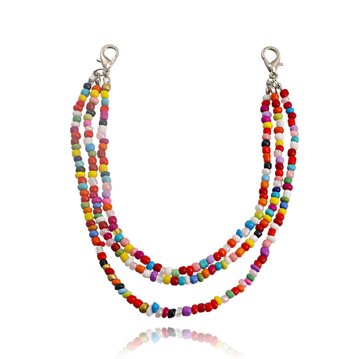 Bohemian Geometric Alloy Anklet for Women with Multilayer Beaded Design and Luxe Minimalist Aesthetic