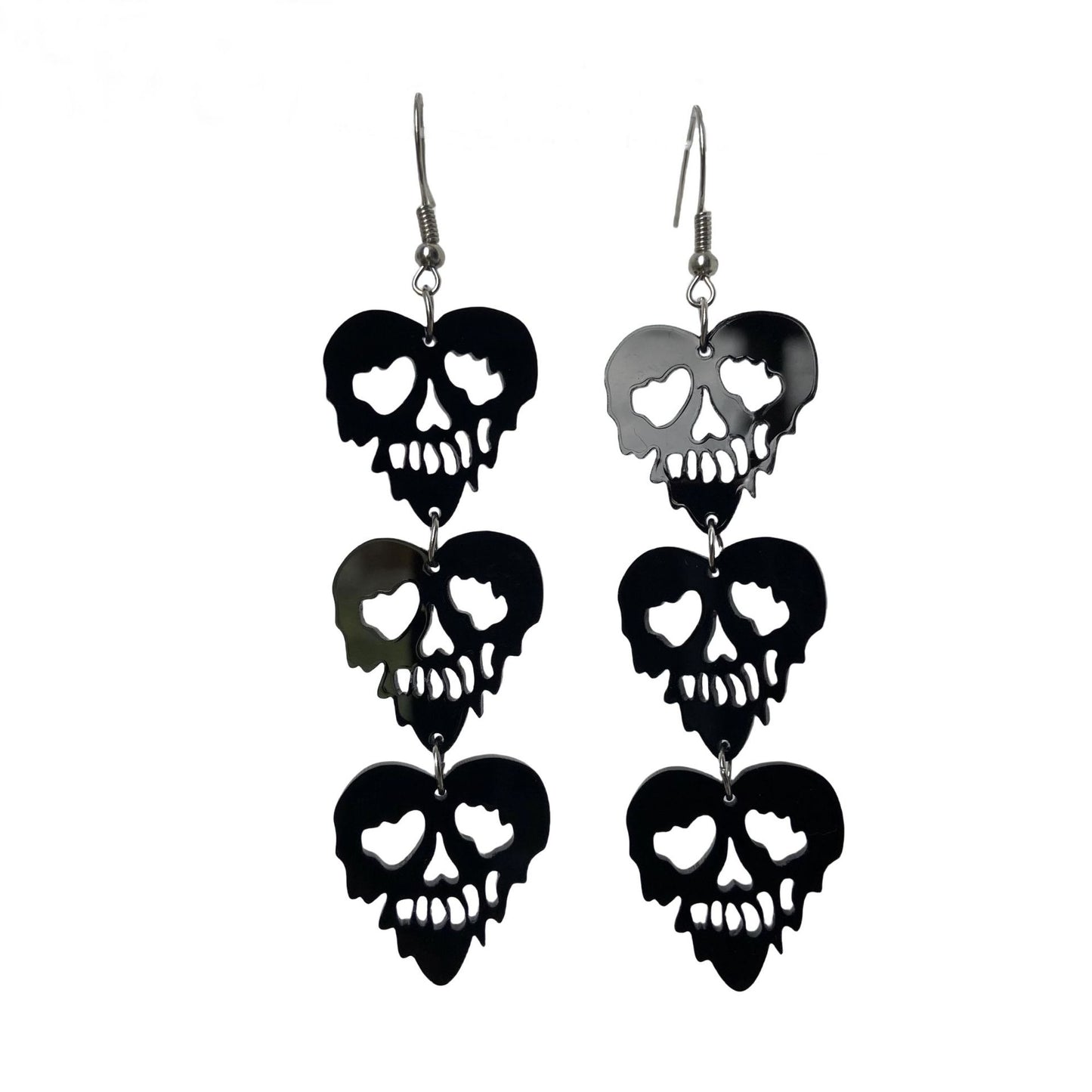Pendientes góticos de Halloween con diseño de murciélago, telaraña, fantasma y calavera, diseño recortado de acrílico para mujer