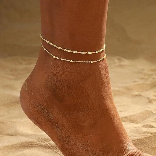 Bohemian Geometric Alloy Anklet for Women