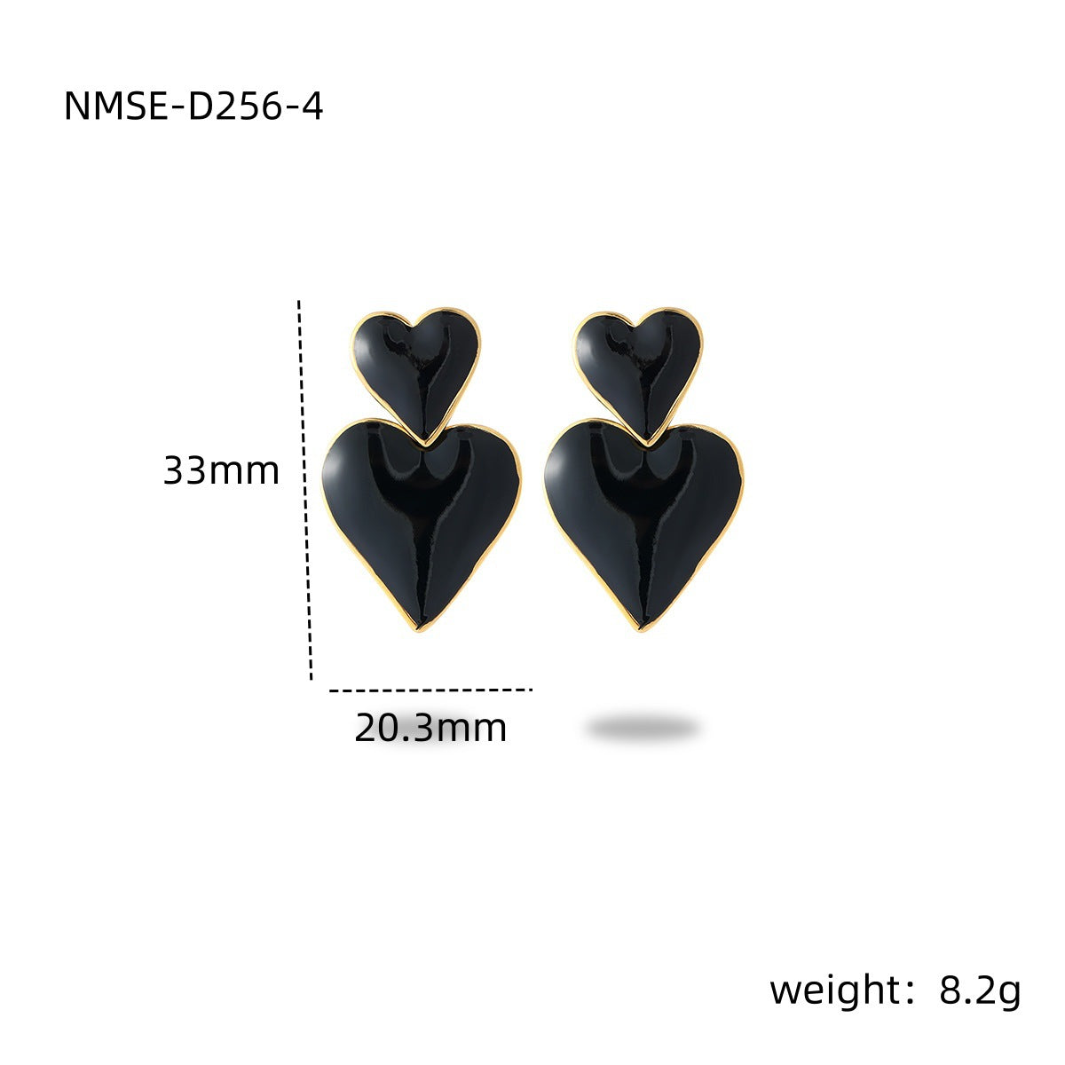 Orecchini da donna alla moda a forma di cuore, in acciaio inossidabile smaltato e placcatura sottovuoto in oro 18 carati