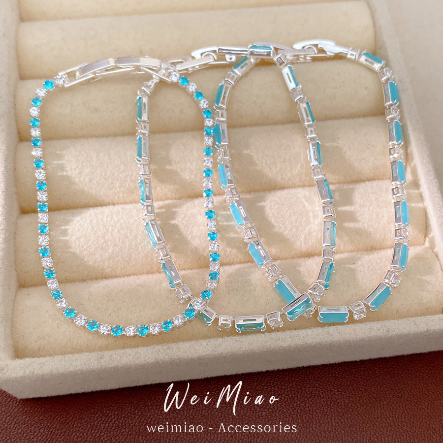 Minimalist Elegant Rectangle Geometric Brass Bracelet with Cubic Zirconia Inlay for Women