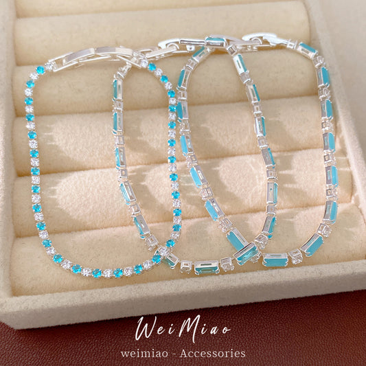 Minimalist Elegant Rectangle Geometric Brass Bracelet with Cubic Zirconia Inlay for Women