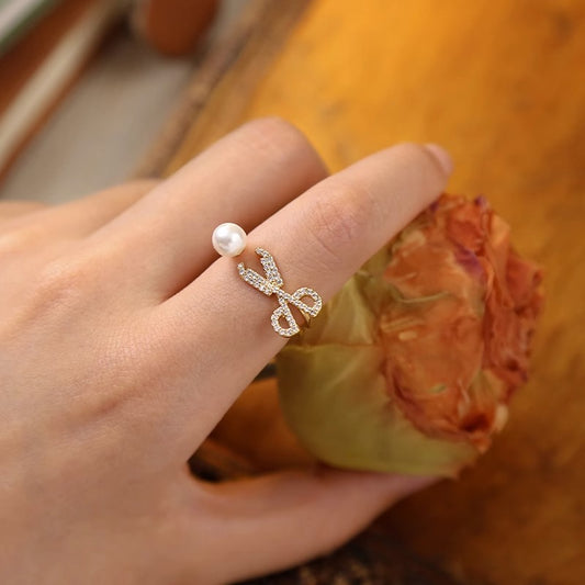 Anello Minimalista Regolabile con Perla in Rame Placcato per Uomo e Donna