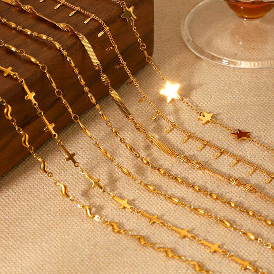 Minimalist Star-Shaped Stainless Steel Necklace with Plated Finish for Women Locket Chain