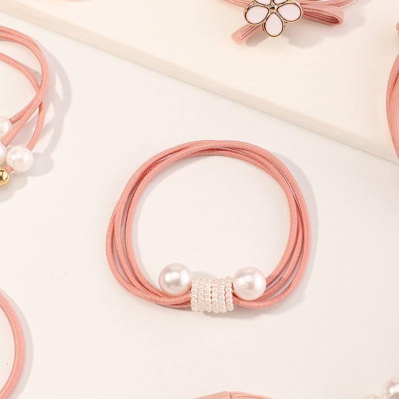Fermacapelli a U in stile naturale per bambini in tessuto, accessorio per capelli a tema principessa, versatile combinazione di elastico per capelli e braccialetto