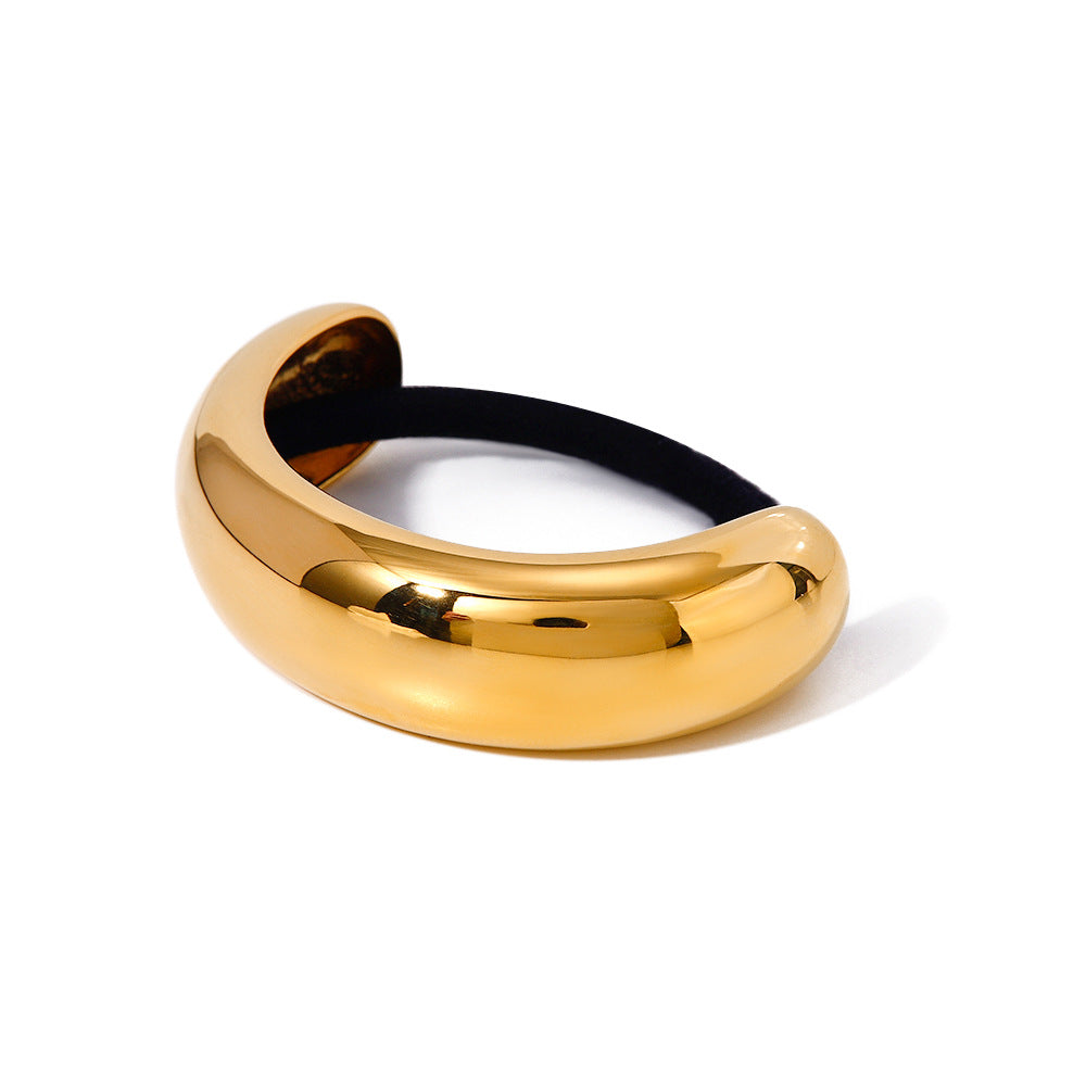 Minimalist U-Shaped Stainless Steel Hair Tie with Plated Finish for Women