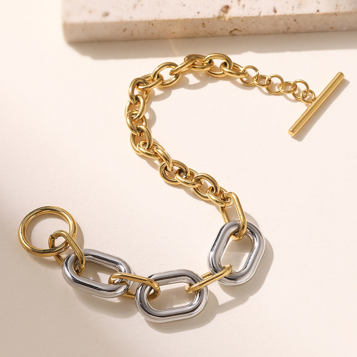 Geometric Plated Stainless Steel Bracelet for Women