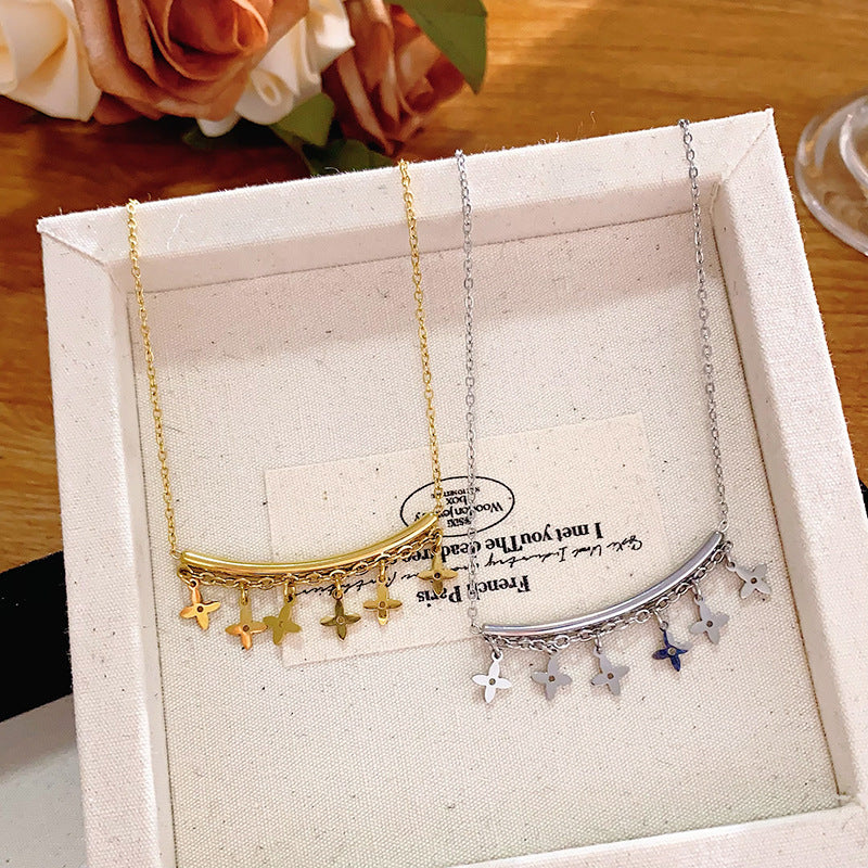 Sporty Casual Gold Plated Titanium Steel Necklace Unisex