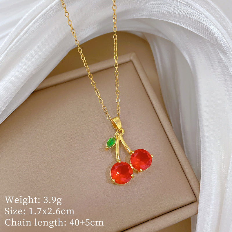 Geometric Style Titanium Steel Necklace with Copper Pendant Plated in Real Gold for Women and Men