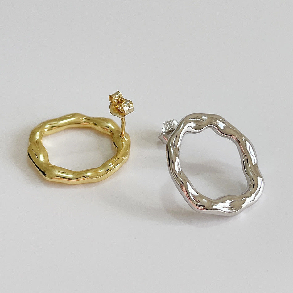 Pendientes Geométricos Irregulares en Forma de Lágrima de Plata de Ley 925 Minimalistas para Mujer