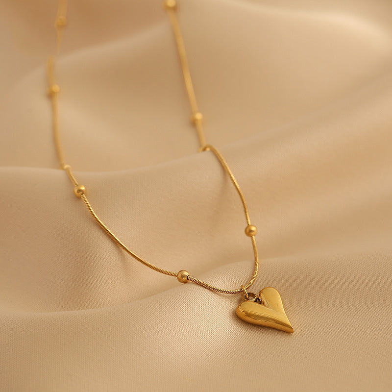 Minimalist Heart-Shaped Titanium Steel Plated Necklace with Irregular Design for Women