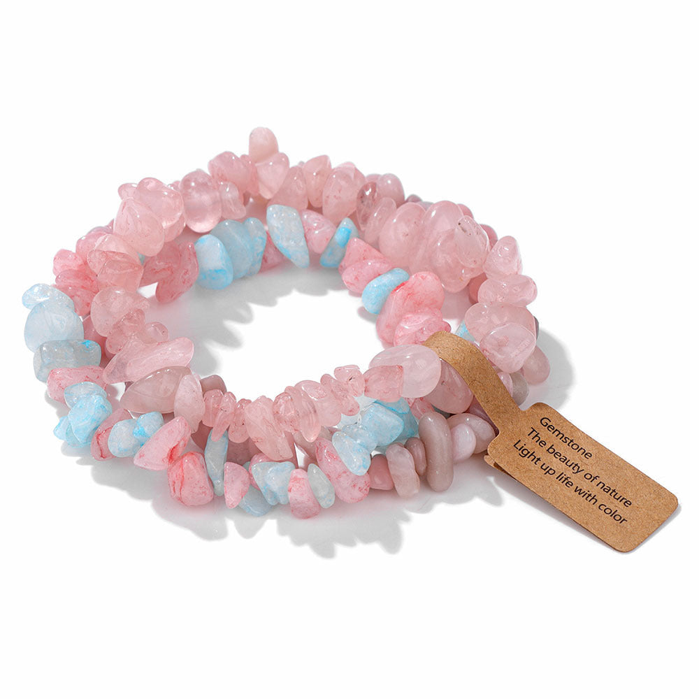 Vintage Geometric Gemstone Chip Beads Stretch Bracelet Set Unisex