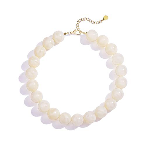 Casual Round Acrylic Bead Necklace Polished Ball Chain Women's Fashion Choker