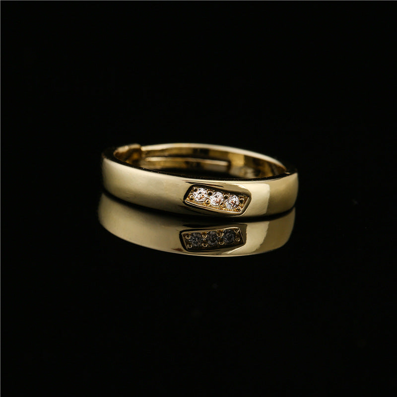 Geometric Brass Micro-set Ring with 18K Gold Plated Finish for Women