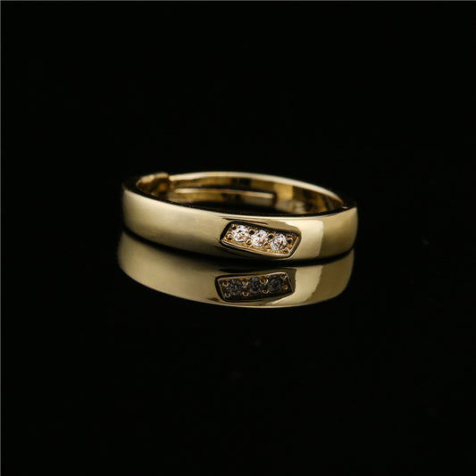 Geometric Brass Micro-set Ring with 18K Gold Plated Finish for Women