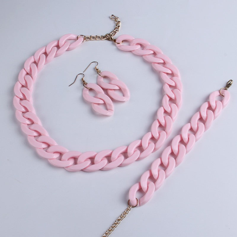 Minimalist Sweet Geometric Acrylic Pendant Necklace Set for Women