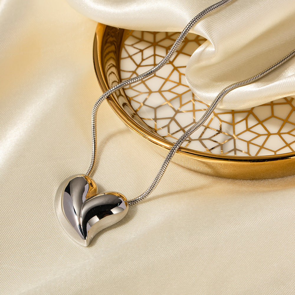 Minimalist Heart-Shaped Stainless Steel Earrings with 18K Gold Plating for Women