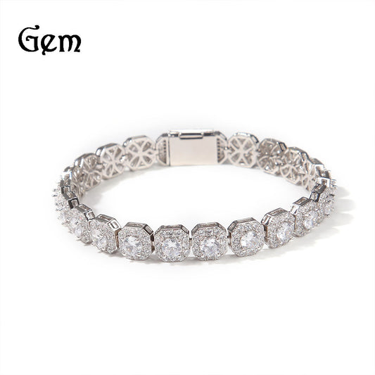 Hip-hop Geometric Brass Inlaid Cubic Zirconia Bracelet
