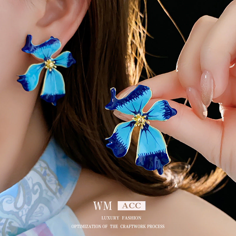 Vintage Floral Earrings with Gold-Plated Alloy Base and Stainless Steel Posts for Women