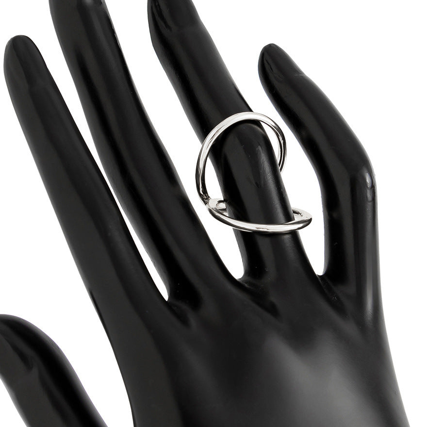 Brazalete de metal geométrico estilo punk con detalle de perla grande para mujer