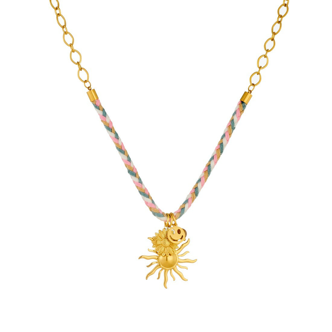 Sweet Gold Plated Stainless Steel Sunflower Pendant Necklace for Women