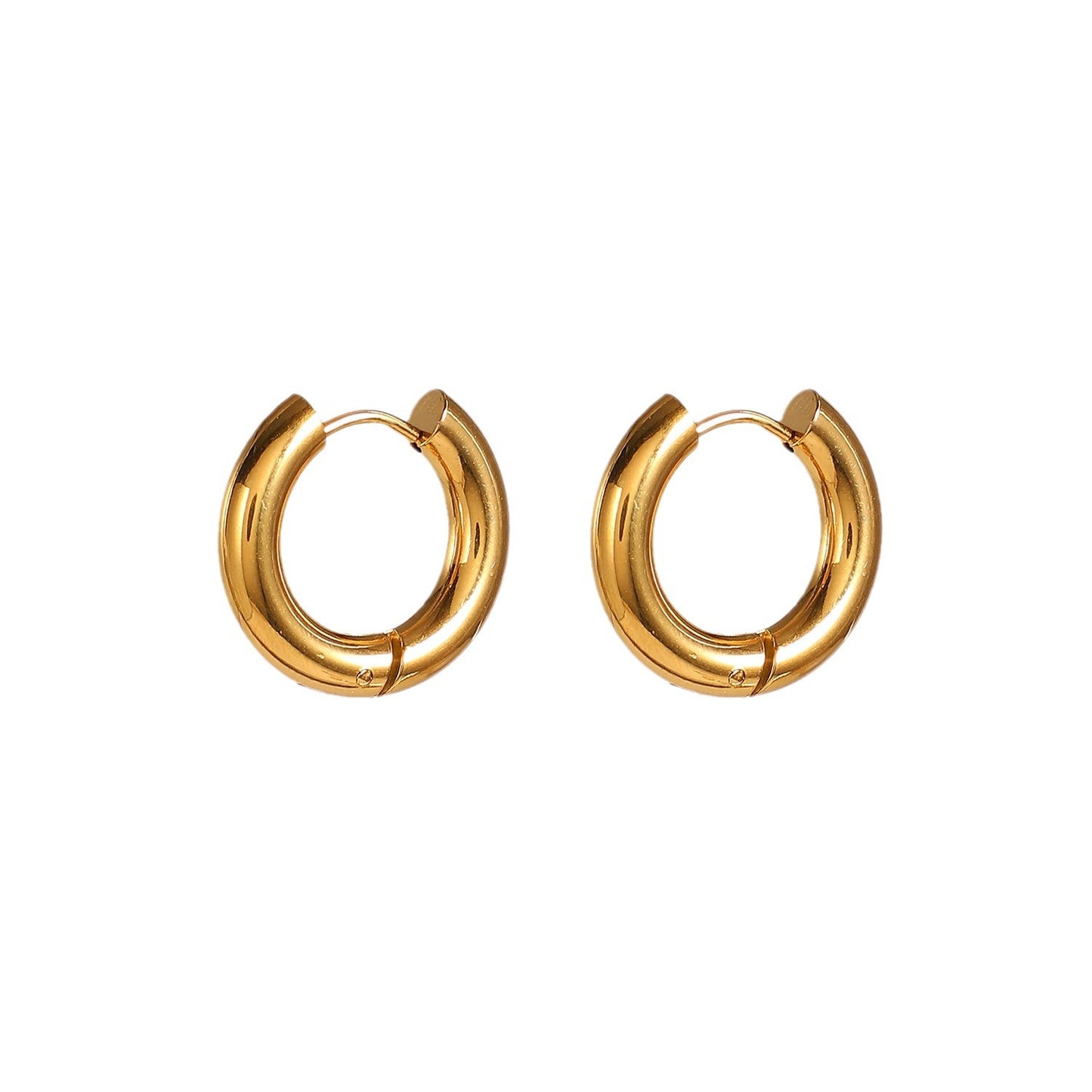 Minimalist Geometric Stainless Steel Hoop Earrings for Women with Plated Finish