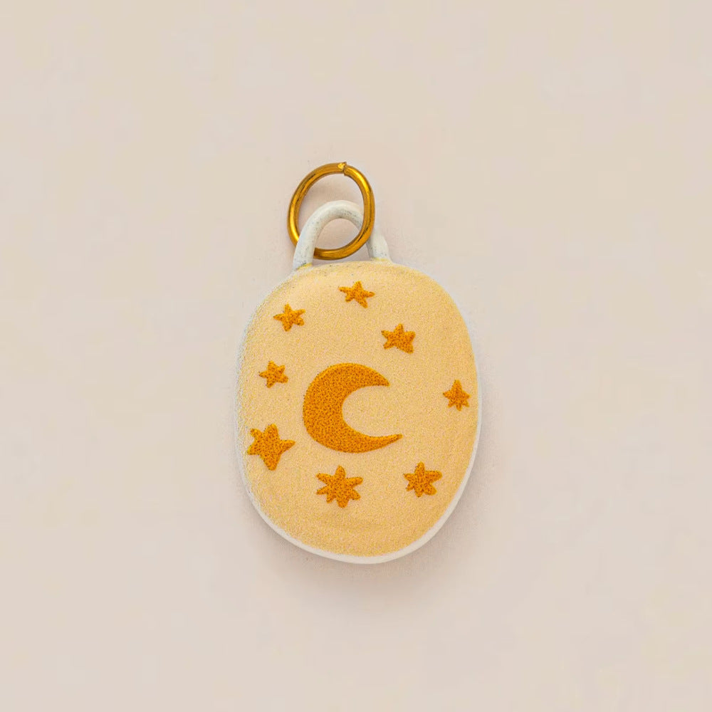 Vintage 18K Gold Plated Stainless Steel Moon Pendant Drip Oil Charm Bar