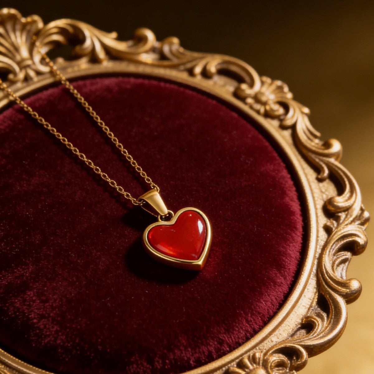 Luxury 18K Gold Plated Heart Stainless Steel Necklace for Women