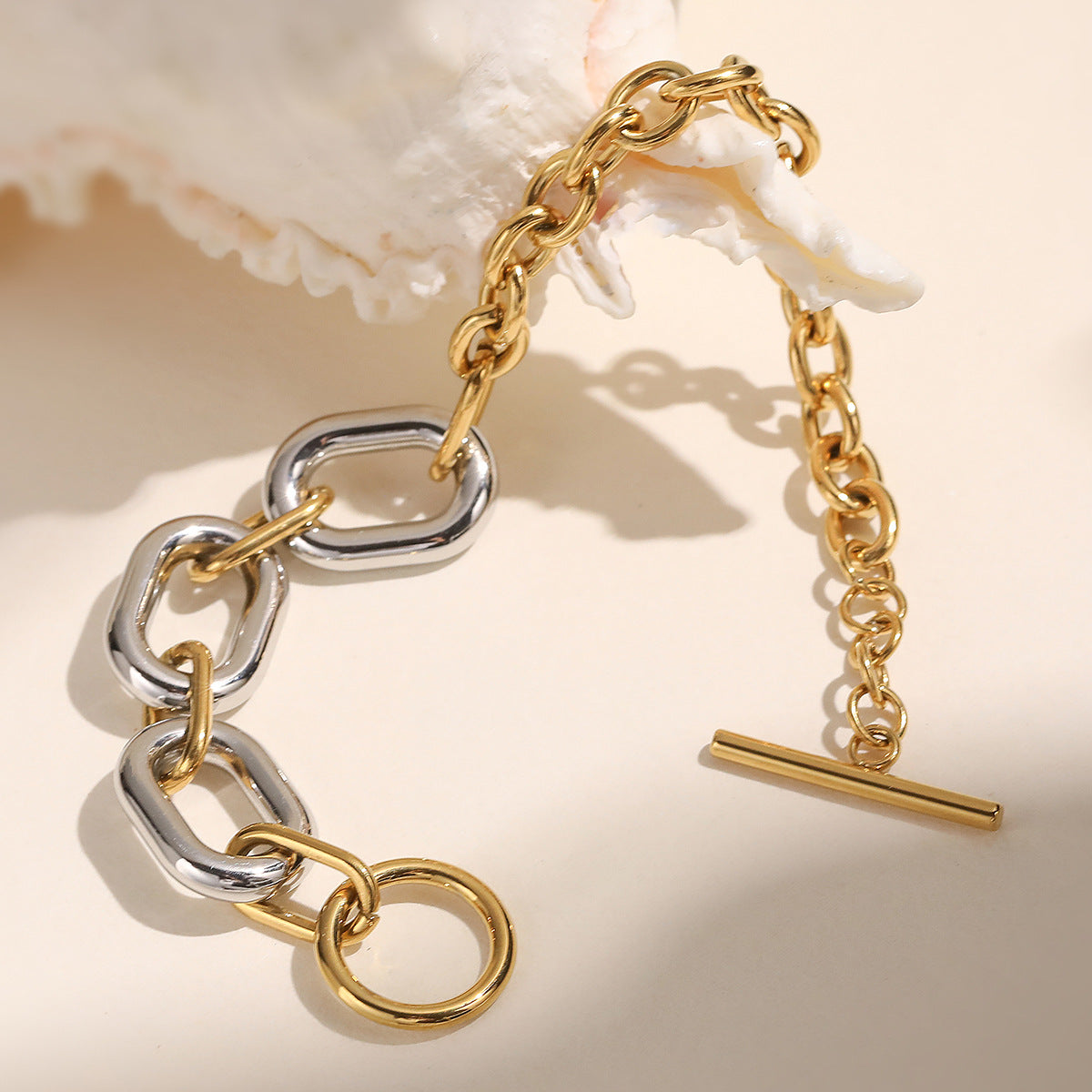 Geometric Plated Stainless Steel Bracelet for Women