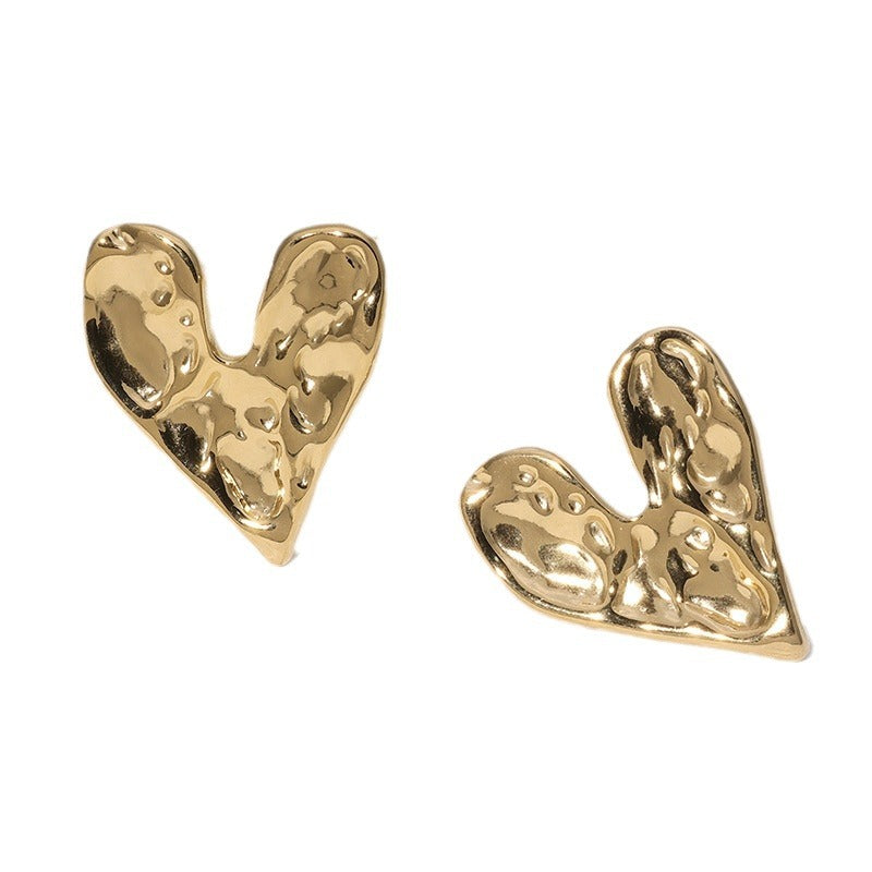 Orecchini a perno minimalisti a forma di cuore in acciaio inossidabile con finitura placcata da donna