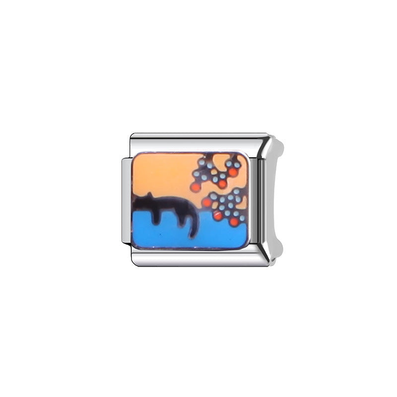 Sweet Cartoon Animal Stainless Steel Plated Charm Bar for Unisex