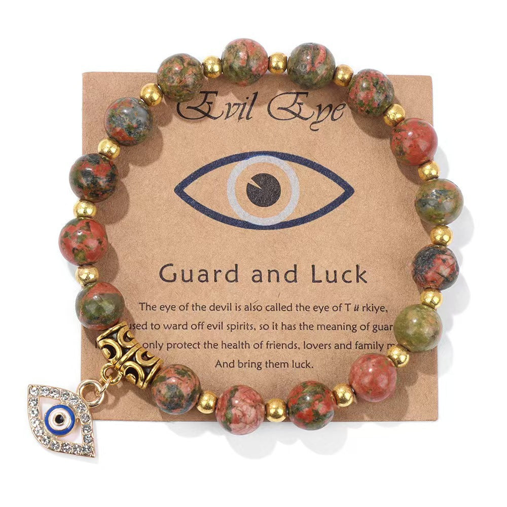 Minimalist Geometric Evil Eye Rhinestone Beaded Bracelet Unisex Yoga Energy Jewelry