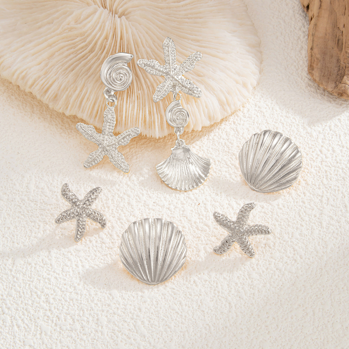 Ocean Style Starfish Shell Zinc Alloy Plated Earrings for Women