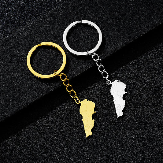 Vintage Lebanon City Name Keychain Pendant Decorative Stainless Steel Accessory for Men and Women