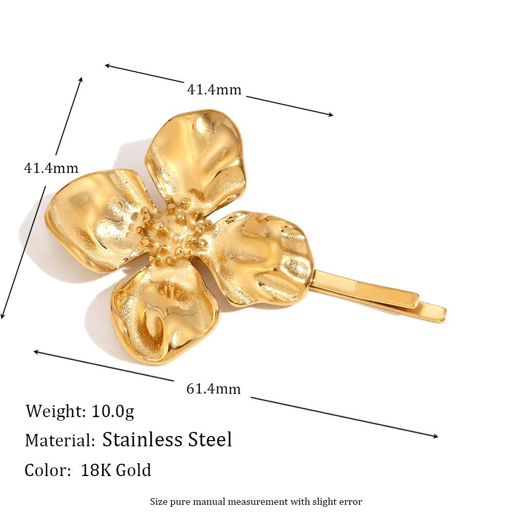 Vintage Floral Ring in Stainless Steel with 18K Gold Plating for Women
