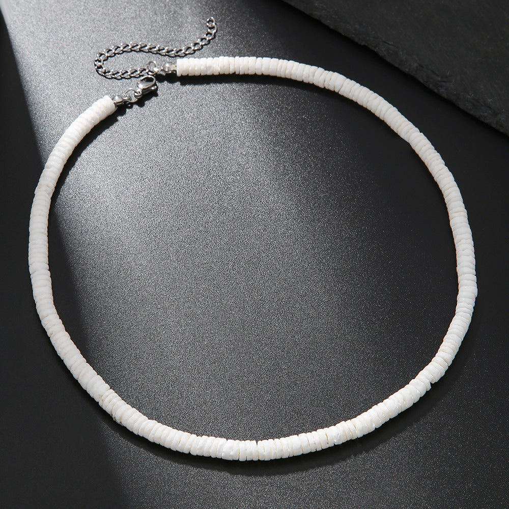 Sweet Casual Irregular Geometric Shell Stainless Steel Necklace Multi-Layer Cable Chain for Women