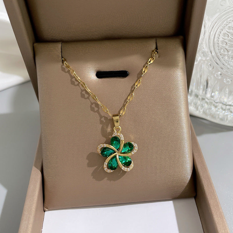 Collar con colgante de diamantes de imitación, geométrico y minimalista, de acero de titanio para mujer, cadena irregular, acabado chapado