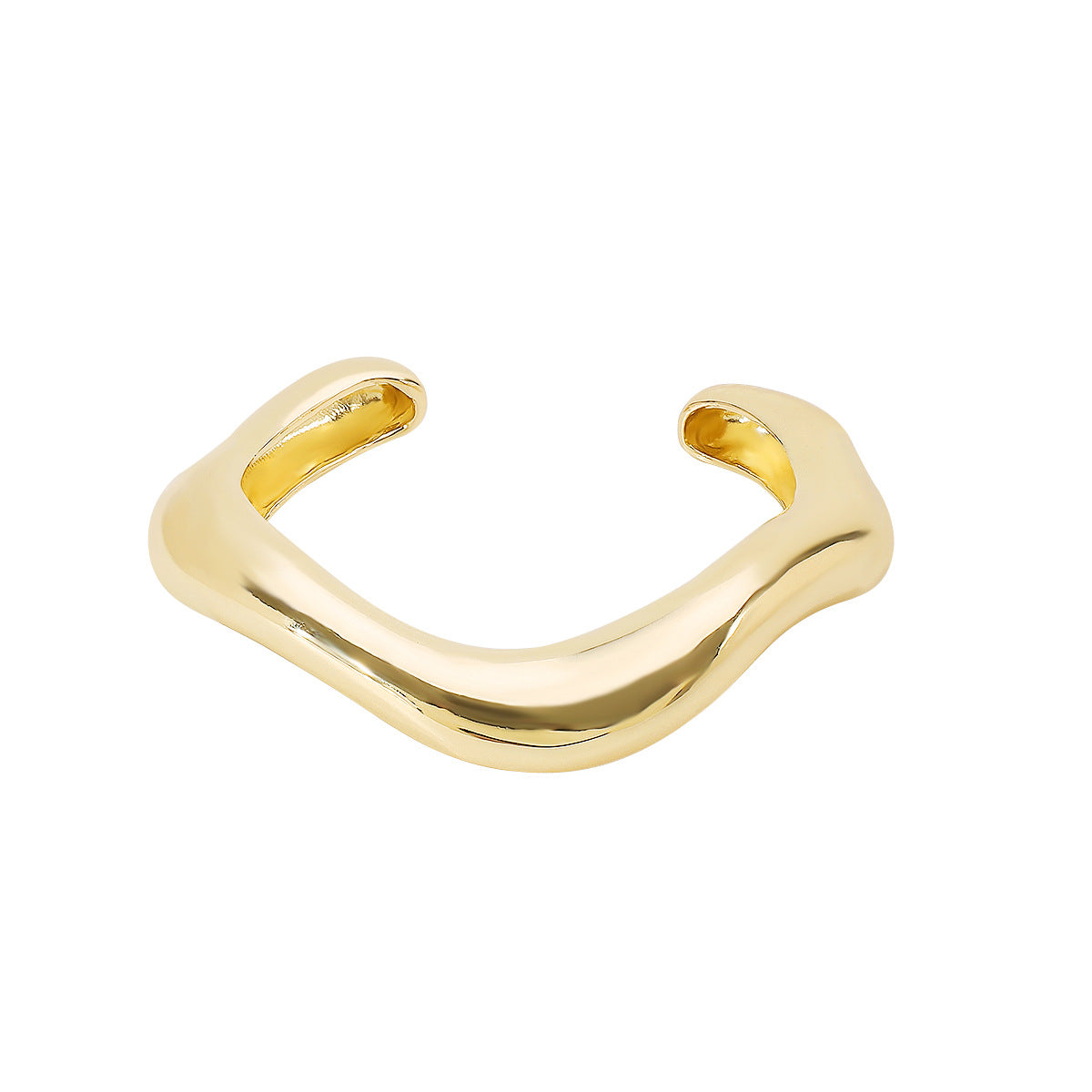 Bracciale rigido geometrico irregolare dolce e grintoso con base in lega galvanizzata, catena a serpente intarsiata di perle, design con apertura elastica